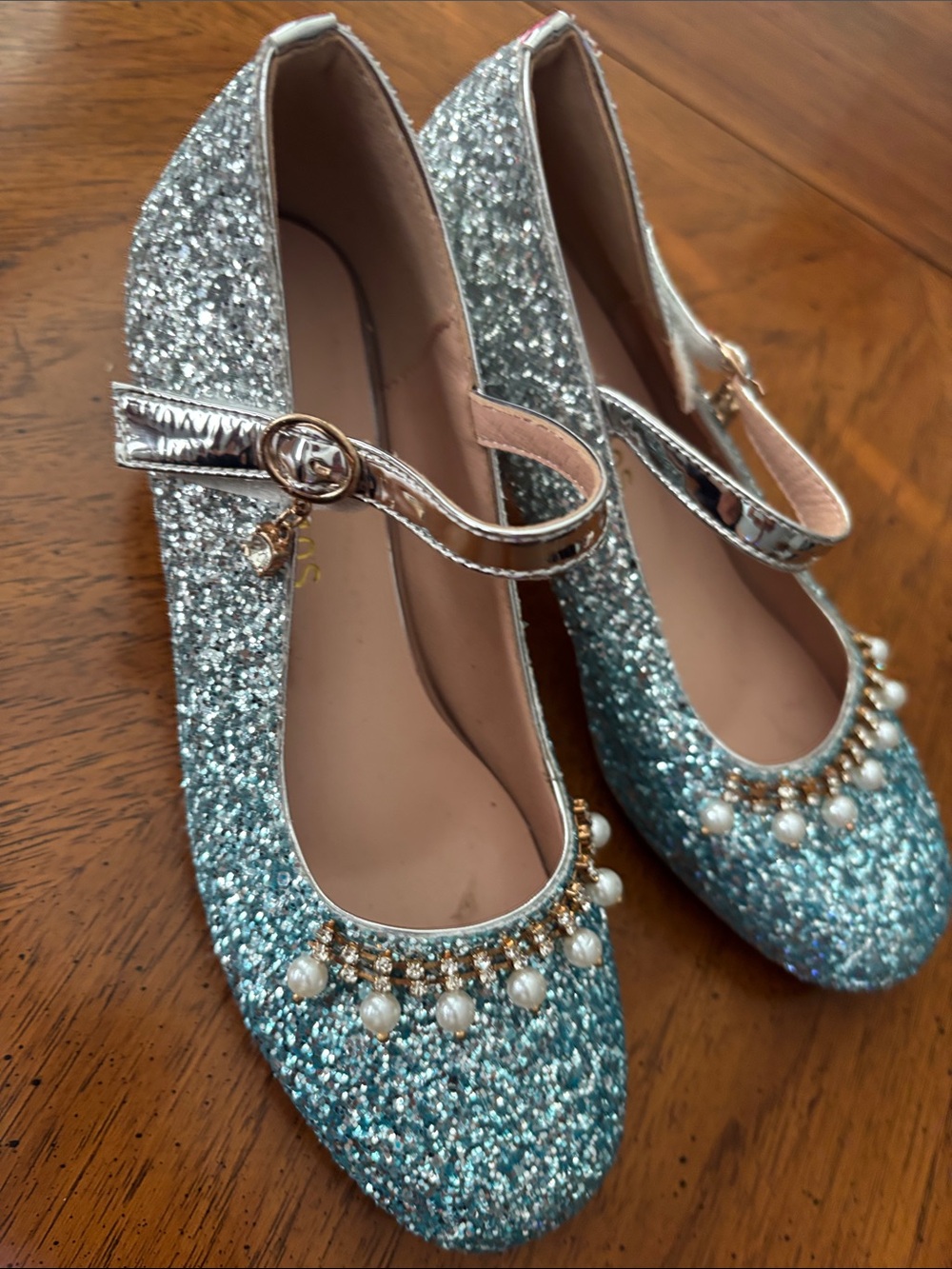 Girls glitter shoes heels size 5